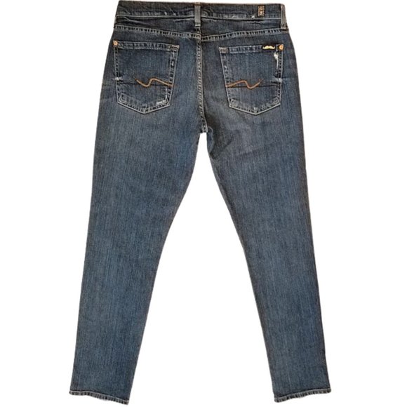 7 FOR ALL MANKIND Distressed Denim Josefina Skinny Boyfriend Jeans - Women's 28 - Picture 2 of 7